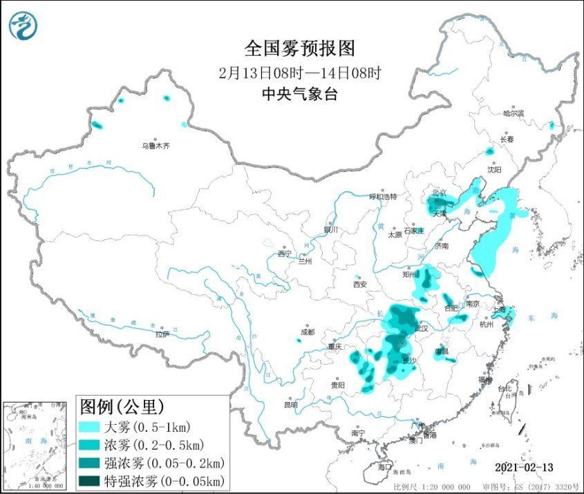 大霧黃色預(yù)警繼續(xù)！天津河南安徽等地局地有強(qiáng)濃霧